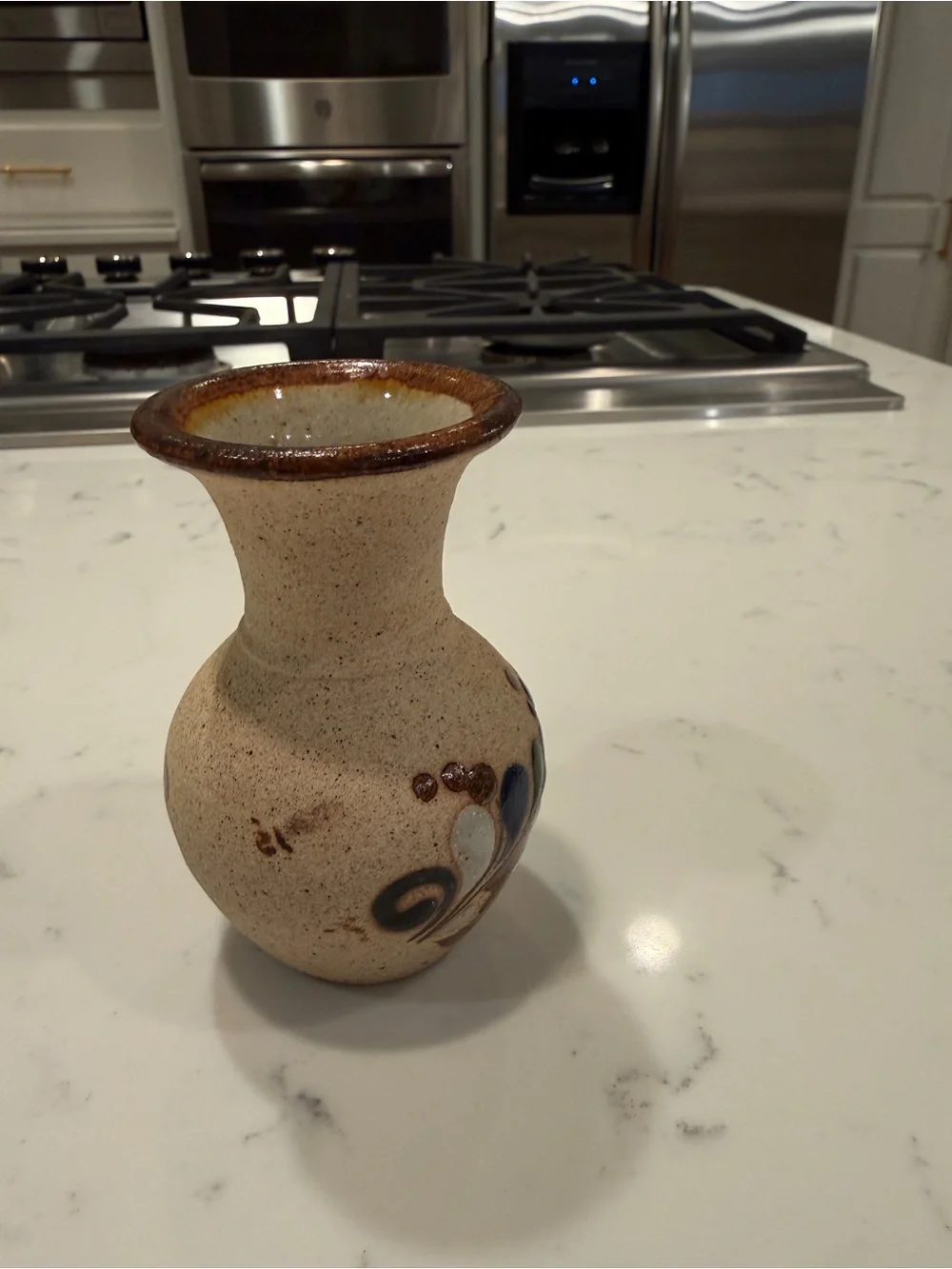 Netzi Tonala Mexican Pottery Vase Signed Quail Floral Folk Art  Vintage